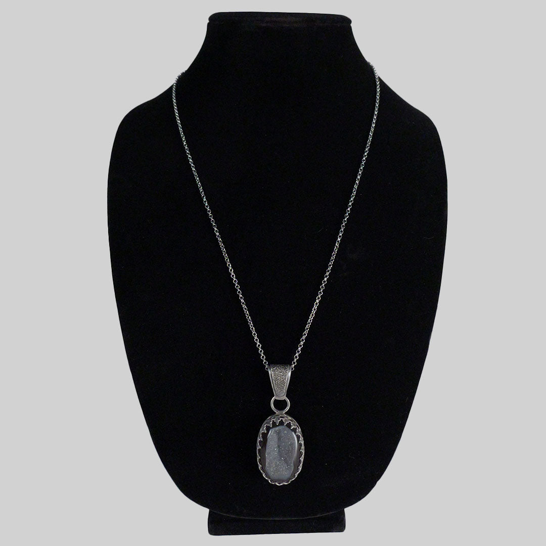 Oval Onyx Druzy pendant